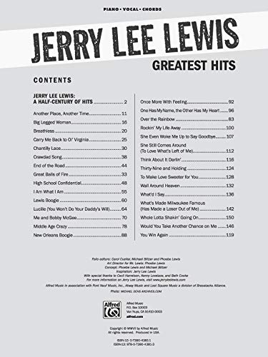 Jerry Lee Lewis -- Greatest Hits: Piano/Vocal/Chords