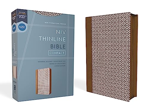 NIV, Thinline Bible, Compact, Leathersoft, Brown/White, Zippered, Red Letter, Comfort Print