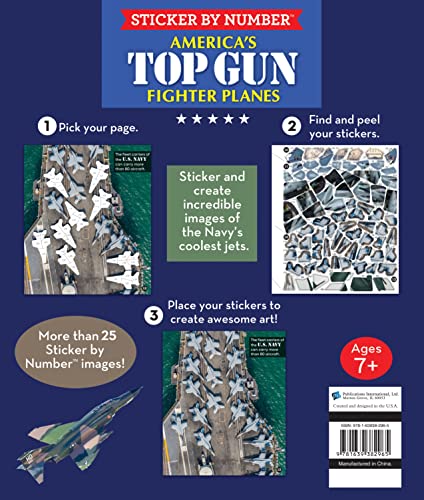 Brain Games - Sticker by Number: America's Top Gun Fighter Planes (28 Images to Sticker)