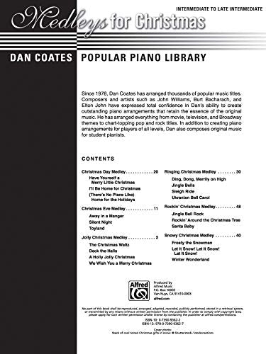 Dan Coates Popular Piano Library -- Medleys for Christmas
