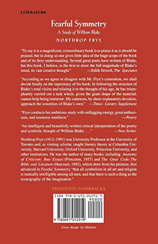 Fearful Symmetry: A Study of William Blake — back cover