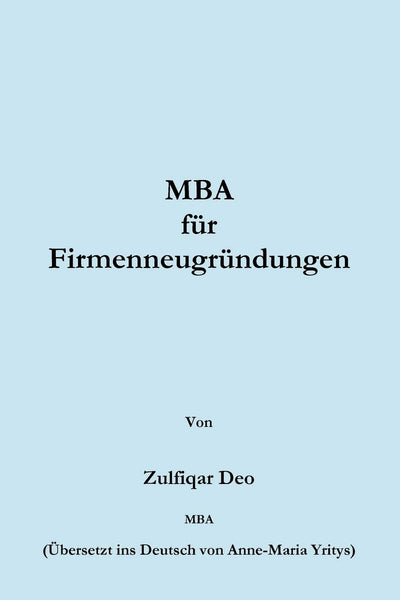 Mba For Startups (German) (German Edition)