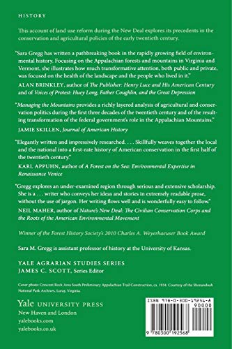 Managing the Mountains: Land Use Planning, the New Deal, and the Creation of a Federal Landscape in Appalachia (Yale Agrarian Studies Series)