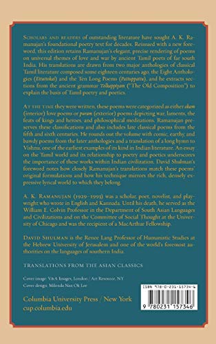 Poems of Love and War: From the Eight Anthologies and the Ten Long Poems of Classical Tamil (Translations from the Asian Classics (Hardcover))