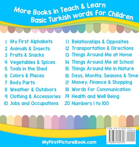 My First Turkish Alphabets Picture Book with English Translations: Bilingual Early Learning & Easy Teaching Turkish Books for Kids (Teach & Learn Basic Turkish Words for Children)
