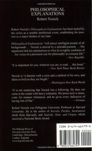 Philosophical Explanations — back cover