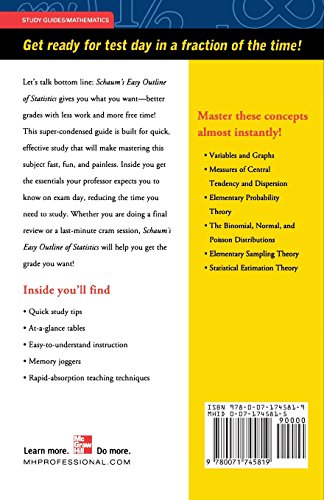 Schaum's Easy Outline of Statistics, Second Edition (Schaum's Easy Outlines)