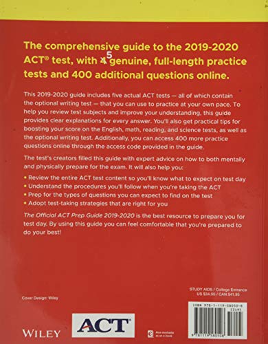 The Official ACT Prep Guide 2019-2020, (Book + 5 Practice Tests + Bonus Online Content)