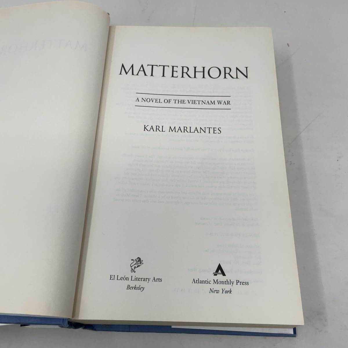 Matterhorn: A Novel of the Vietnam War