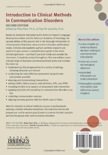 Introduction to Clinical Methods in Communication Disorders, Second Edition — back cover