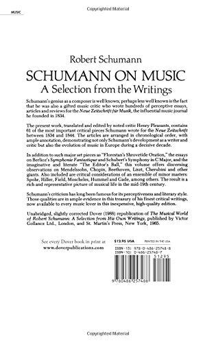 Schumann on Music: A Selection from the Writings (Dover Books On Music: Composers)