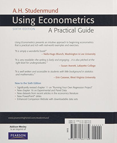 Using Econometrics: A Practical Guide (6th Edition) (Addison-Wesley Series in Economics)