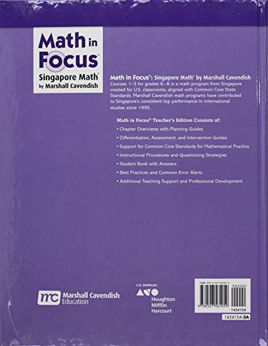 Math in Focus: Singapore Math: Teacher Edition, Volume a Grade 8 2013 — back cover