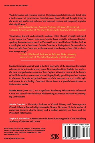 Martin Bucer: A Reformer and His Times — back cover