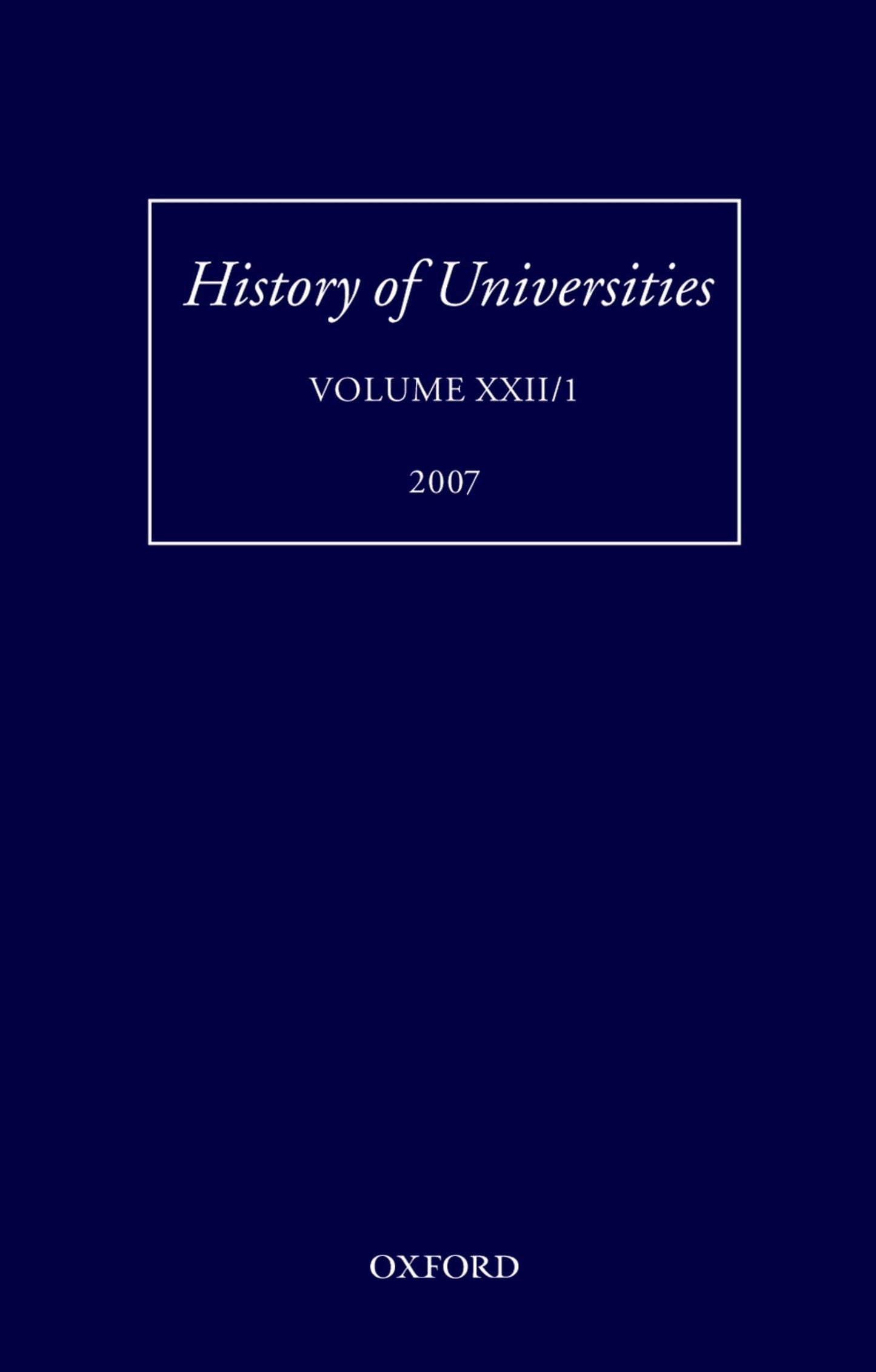 History of Universities: Volume XXII/1 (History of Universities Series)