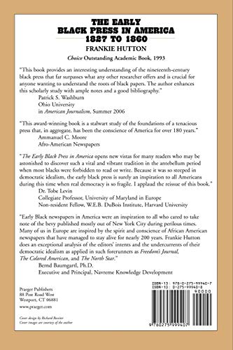 The Early Black Press in America, 1827 to 1860 (Contributions in Afro-american and African Studies)