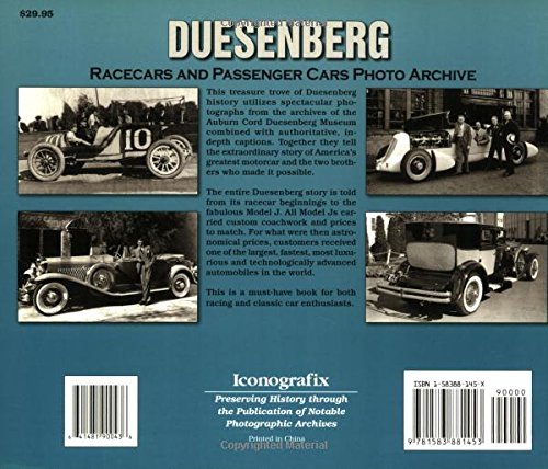Duesenberg Racecars & Passenger Cars Photo Archive