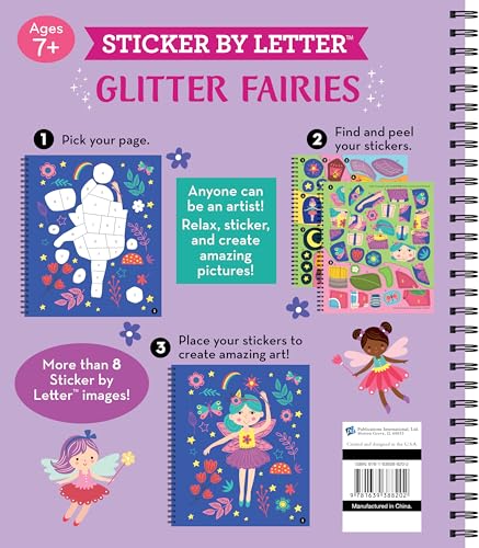 Brain Games - Sticker by Letter: Glitter Fairies: Includes 1 Glitter Sticker Sheet to Complete Each Image!