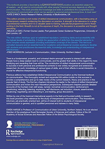 Skilled Interpersonal Communication: Research, Theory and Practice — back cover