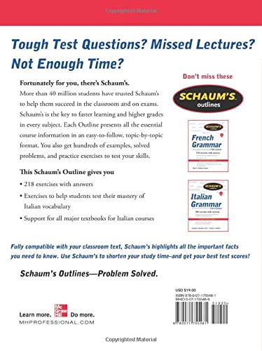 Schaum's Outline of Italian Vocabulary, Second Edition (Schaum's Outlines)