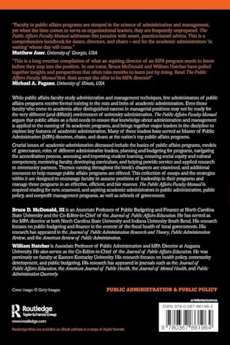 The Public Affairs Faculty Manual: A Guide to the Effective Management of Public Affairs Programs (Routledge Public Affairs Education)
