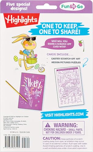 Scratch-and-Play Easter Hidden Pictures: Easter Scratch Art Activity, 10 Easter Cards for Family Fun On the Go with Hidden Pictures Puzzles and ... Messages for Kids 6-9 (Highlights Fun to Go)