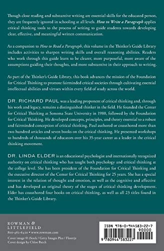 HOW TO WRITE A PARAGRAPH:THE ART OF SUBSTANTIVE WRITING (Thinker's Guide Library)