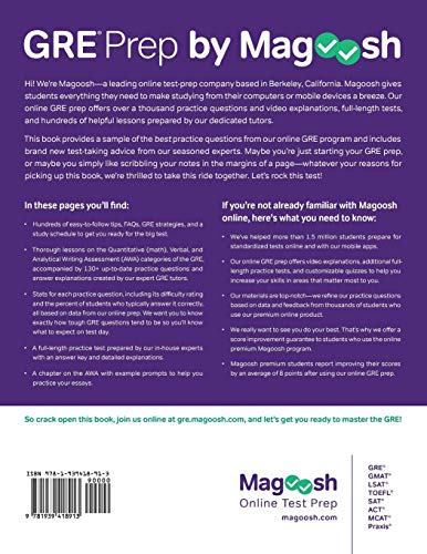 GRE Prep by Magoosh — back cover