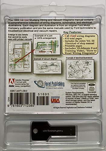 1969 Colorized Ford Mustang Wiring and Vacuum Diagrams (USB)
