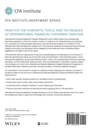International Financial Statement Analysis Workbook (CFA Institute Investment Series)