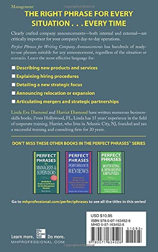 Perfect Phrases for Writing Company Announcements: Hundreds of Ready-to-Use Phrases for Powerful Internal and External Communications (Perfect Phrases Series)