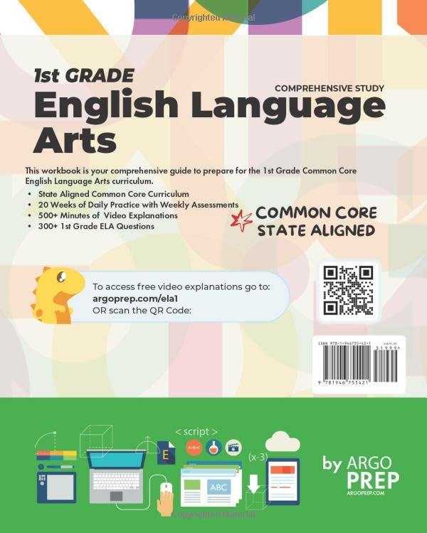 1st Grade Common Core ELA (English Language Arts): Daily Practice Workbook | 300+ Practice Questions and Video Explanations | Common Core State ... Standards Aligned (NGSS) ELA Workbooks)