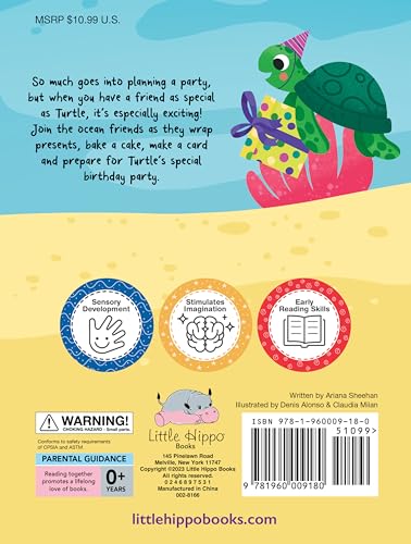Little Hippo Books Happy Birthday Turtle I Ocean Children's Books Ages 1-3  Touch and Feel Books for Toddlers 1-3 & Baby Books  Best Kids Books and ... Sensory Board Books for Baby & Toddler Time)