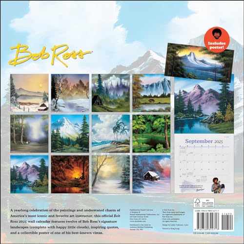 Bob Ross 2025 Wall Calendar