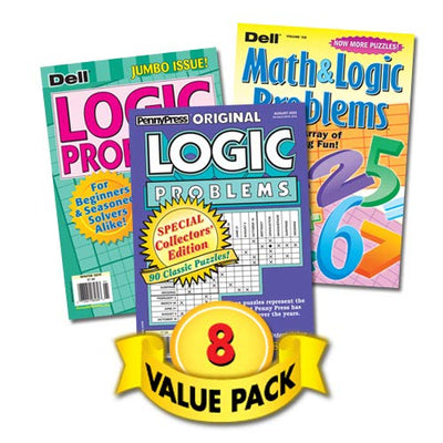 Math & Logic Problems for Beginners & Seasoned Puzzle Solvers - 8 Pack [Paperback] Penny Press/Dell Magazines