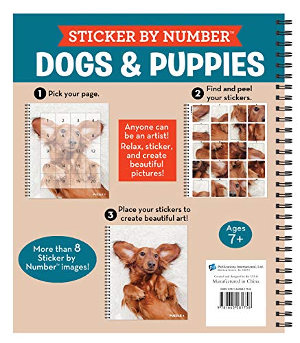 Brain Games - Sticker by Number: Dogs & Puppies (Easy - Square Stickers): Create Beautiful Art With Easy to Use Sticker Fun! — back cover