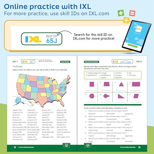 Summer Bridge Activities Quick 5th to 6th Grade Workbooks All Subjects, Middle School Books With Math, Language Arts, Social Studies, Science, Fitness, Reading, Handwriting, and Reinforcement Learning