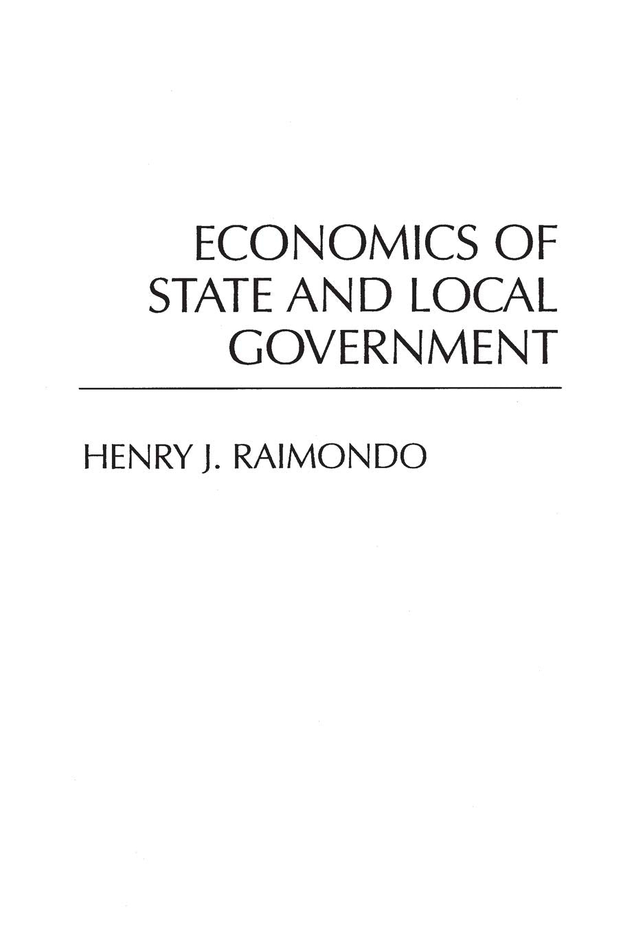 Economics of State and Local Government: