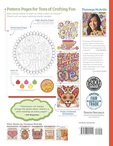 Think Happy! Coloring Book: Craft, Pattern, Color, Chill (Design Originals) 96 Playful Art Activities on Extra-Thick Perforated Paper; Tips & Techniques from Artist Thaneeya McArdle (Coloring Is Fun)