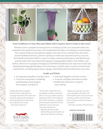 Complete Starter Guide to Macramé: 15 Knotted Home Creations Made with Natural Materials (Fox Chapel Publishing) Book of Macrame Projects for Beginners - Wall Art, Fruit Baskets, a Cat Bed, and More