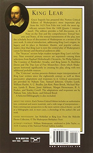 King Lear: A Norton Critical Edition (Norton Critical Editions) — back cover