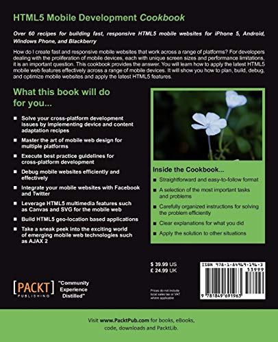 Html5 Mobile Development Cookbook — back cover