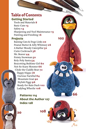 Quick Whittles: 16 Caricature Projects to Carve in a Sitting (Fox Chapel Publishing) Full-Size Patterns and Beginner-Friendly Instructions for Woodcarving a Santa, Bear, Narwhal, Monster, and More