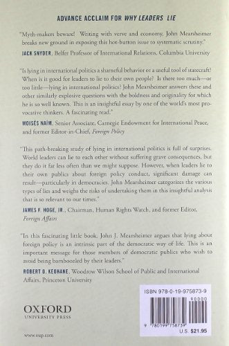 Why Leaders Lie: The Truth About Lying in International Poli