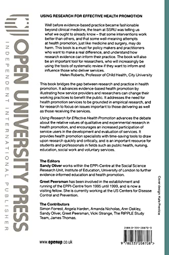 Using Research For Effective Health Promotion — back cover