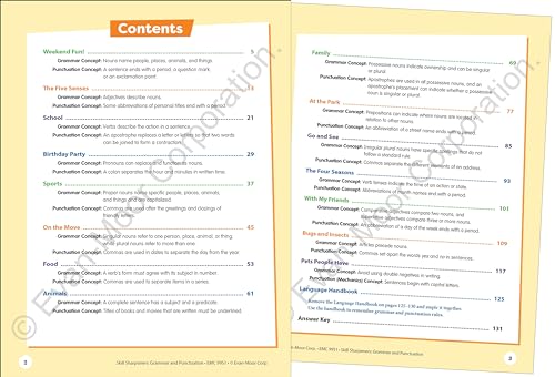 Evan-Moor Skill Sharpeners Grammar and Punctuation Workbook, Grade 1, Nouns, Verbs, Sentence Structure, Subject, Predicate, Language Handbook, Real-World Practice, Fun Activities, Homeschool, Practice