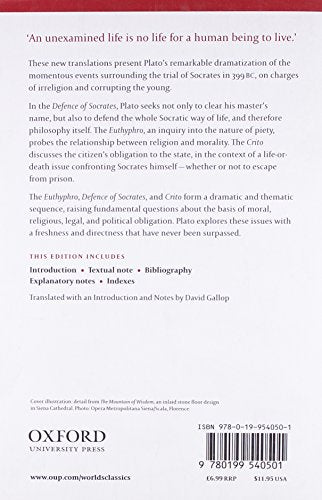 Defence of Socrates, Euthyphro, Crito (Oxford World's Classics)