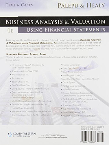Business Analysis and Valuation: Using Financial Statements, Text and Cases (with Thomson ONE Access)