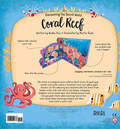 Discovering the Secret World: Coral Reef (Happy Fox Books) Board Book Teaches Kids Ages 3-6 about a Reef, Diving Deeper into the Sea with Every Page, with Educational Fun Facts