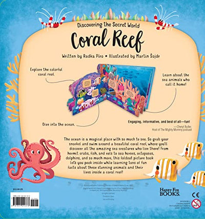 Discovering the Secret World: Coral Reef (Happy Fox Books) Board Book Teaches Kids Ages 3-6 about a Reef, Diving Deeper into the Sea with Every Page, with Educational Fun Facts